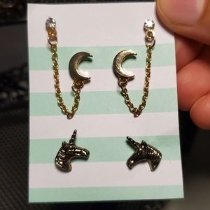 Moon and unicorn earrnings